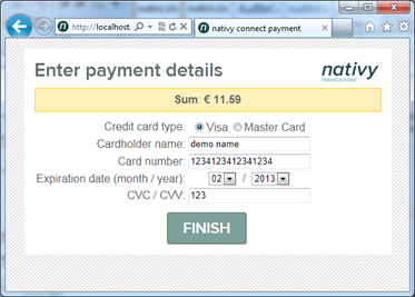 nativy connect payment window
